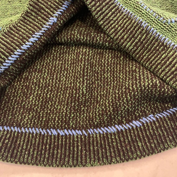 Nua Hoodie Sweater Irish Knit Womens Medium Green Brown Merino Wool Silk Blend - Picture 7 of 10